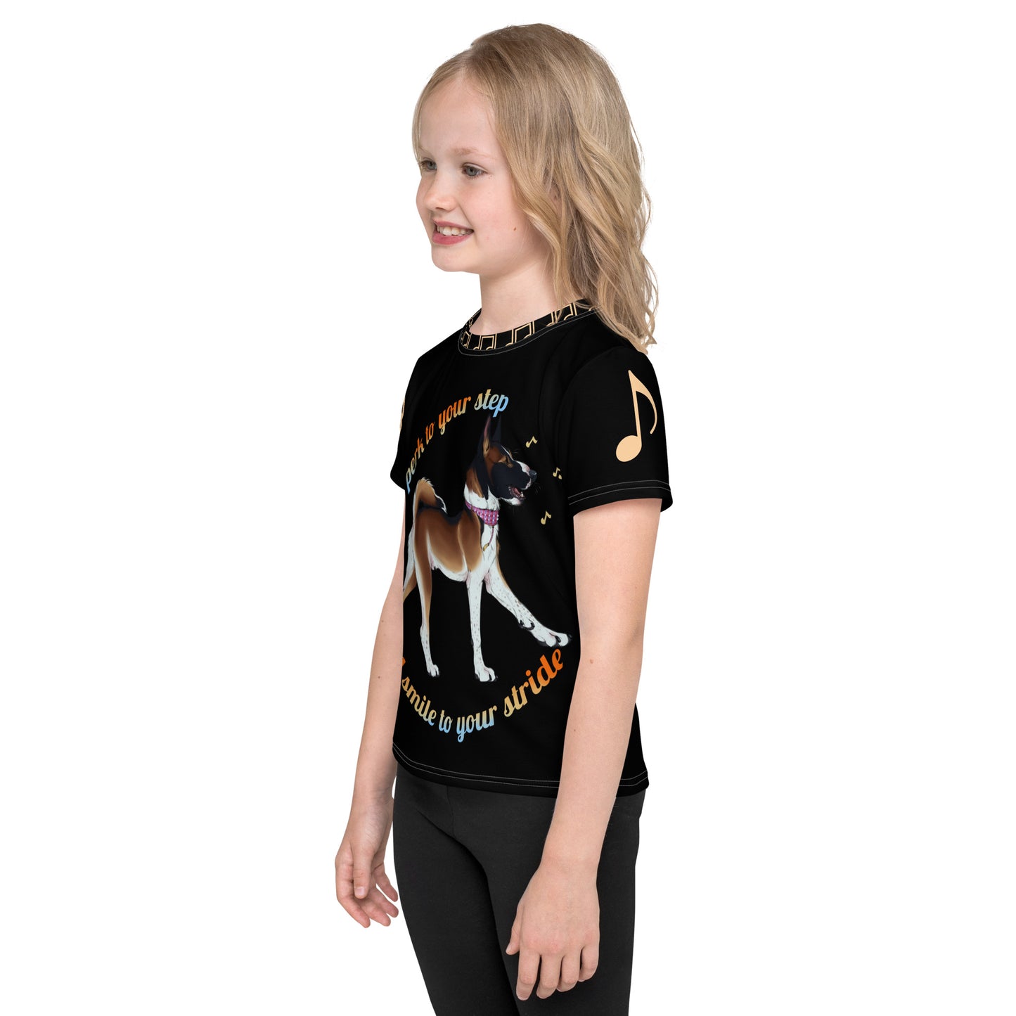 Kids A Perk To Your Stride Black Crew Neck T-shirt
