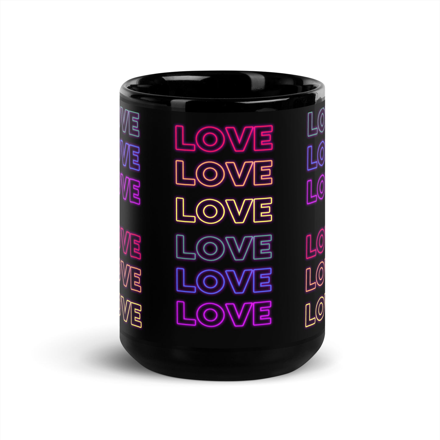 Neon Love Black Glossy Mug