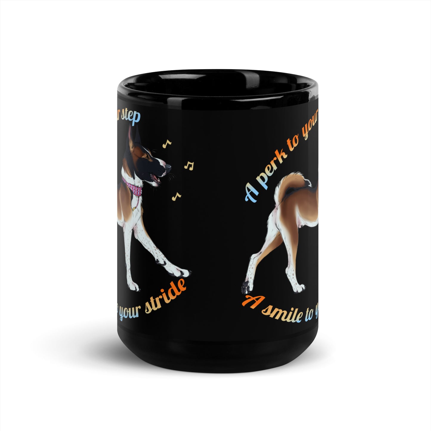 A Perk To Your Stride Black Glossy Mug