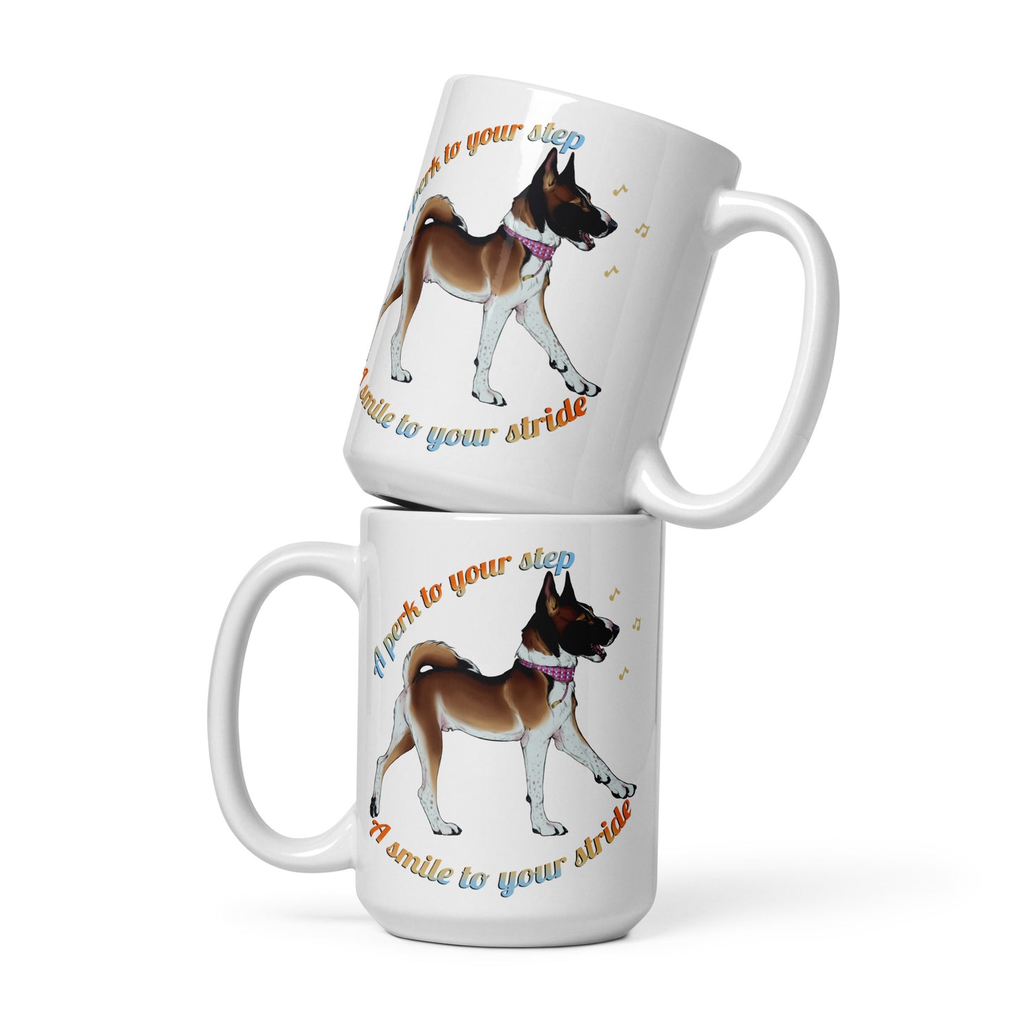 A Perk To Your Stride White glossy mug