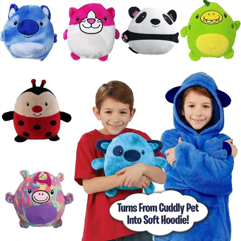 Kids Soft Plush Hoodie Pets Blanket