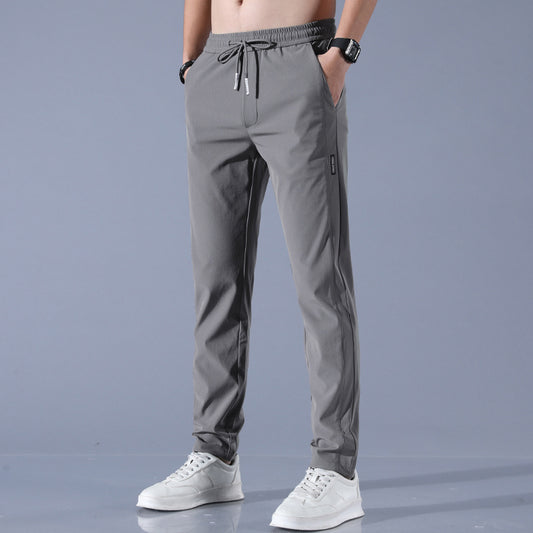 Men's Summer Thin Ice Loose Breathable Silk Pants