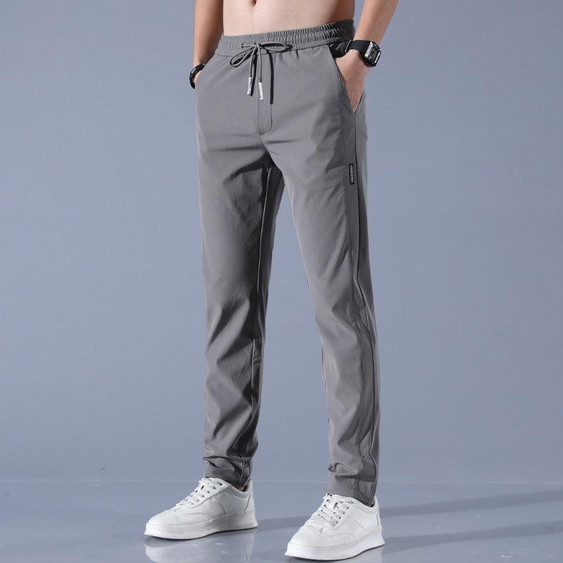 Men's Summer Thin Ice Loose Breathable Silk Pants