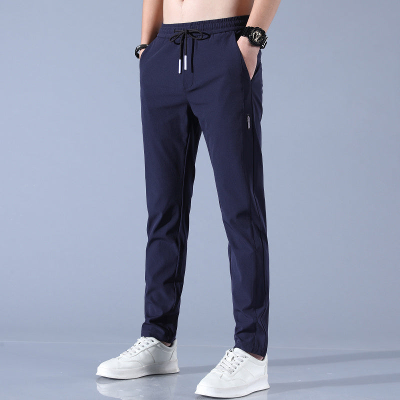 Men's Summer Thin Ice Loose Breathable Silk Pants
