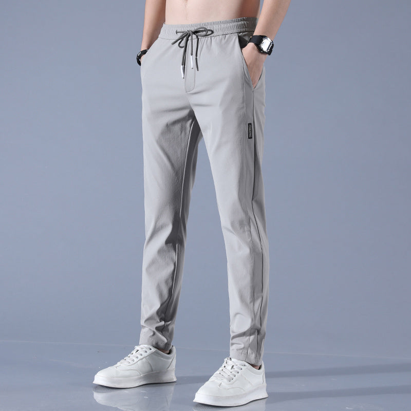 Men's Summer Thin Ice Loose Breathable Silk Pants