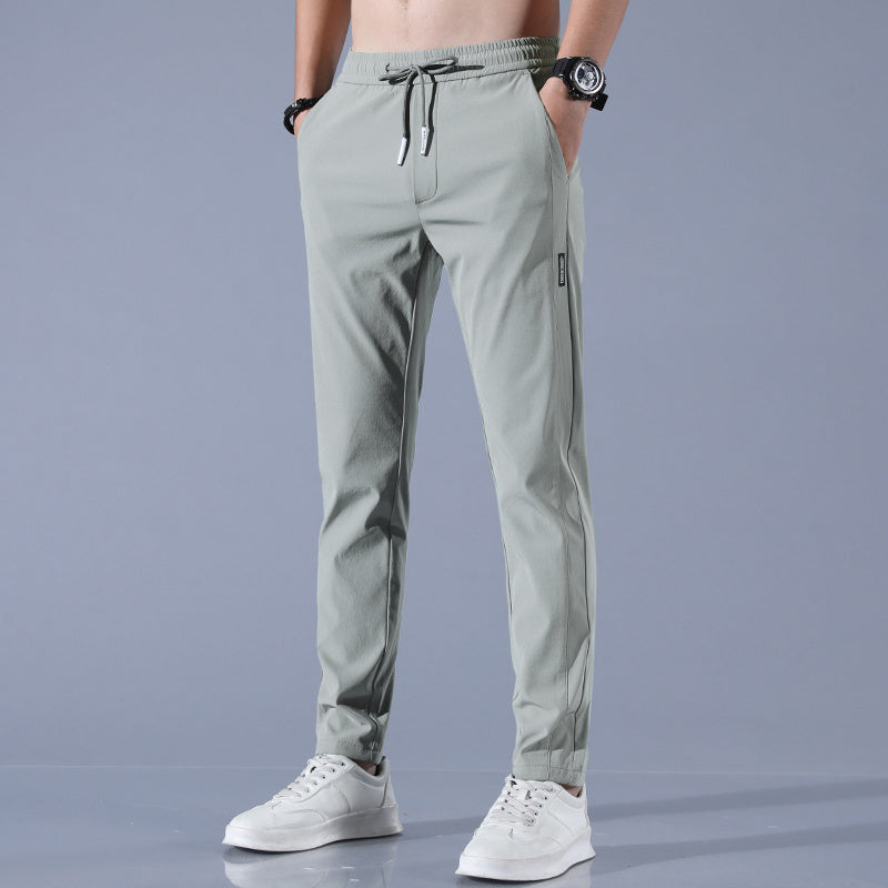 Men's Summer Thin Ice Loose Breathable Silk Pants