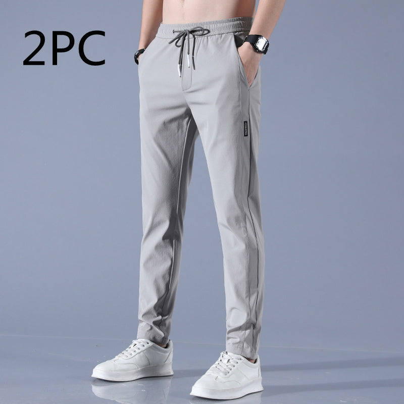 Men's Summer Thin Ice Loose Breathable Silk Pants
