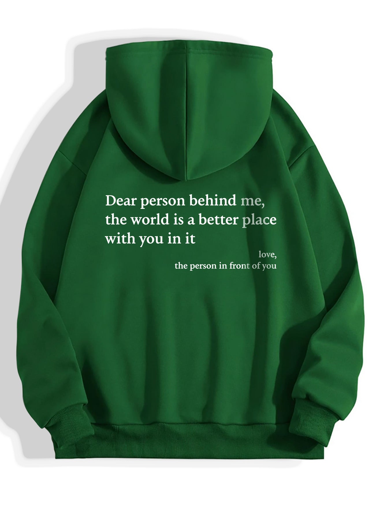 Unisex Plush Letter Printed Kangaroo Pocket Drawstring Hoodie