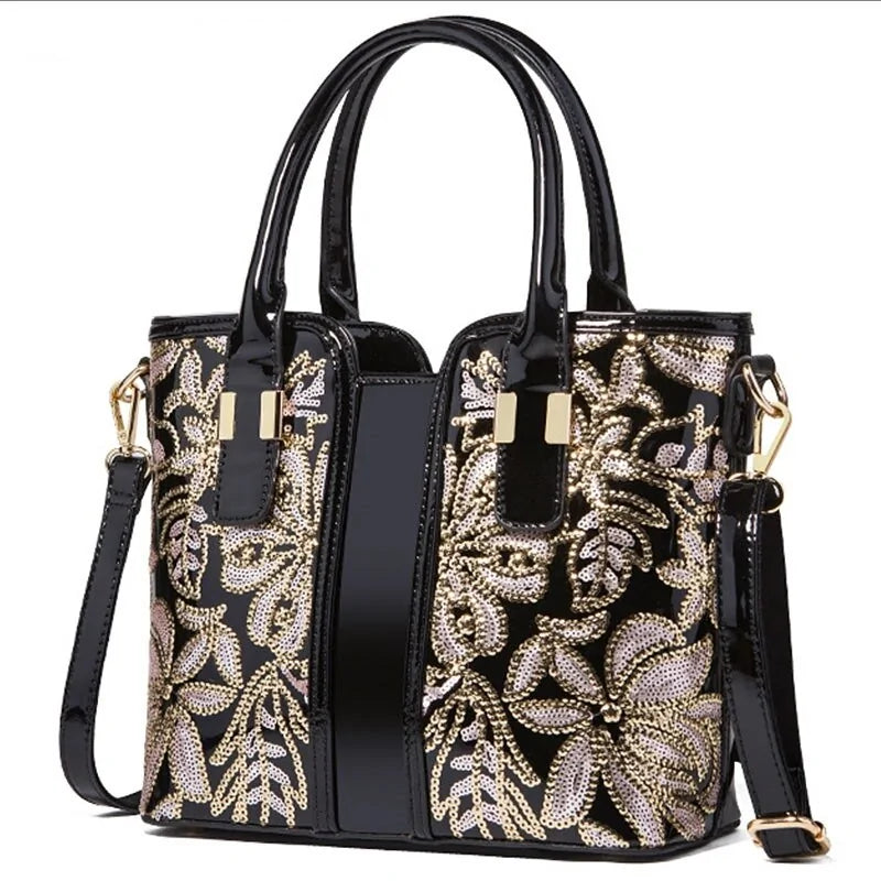 High Quality Women's Luxury Appliques Flower Messenger Bag