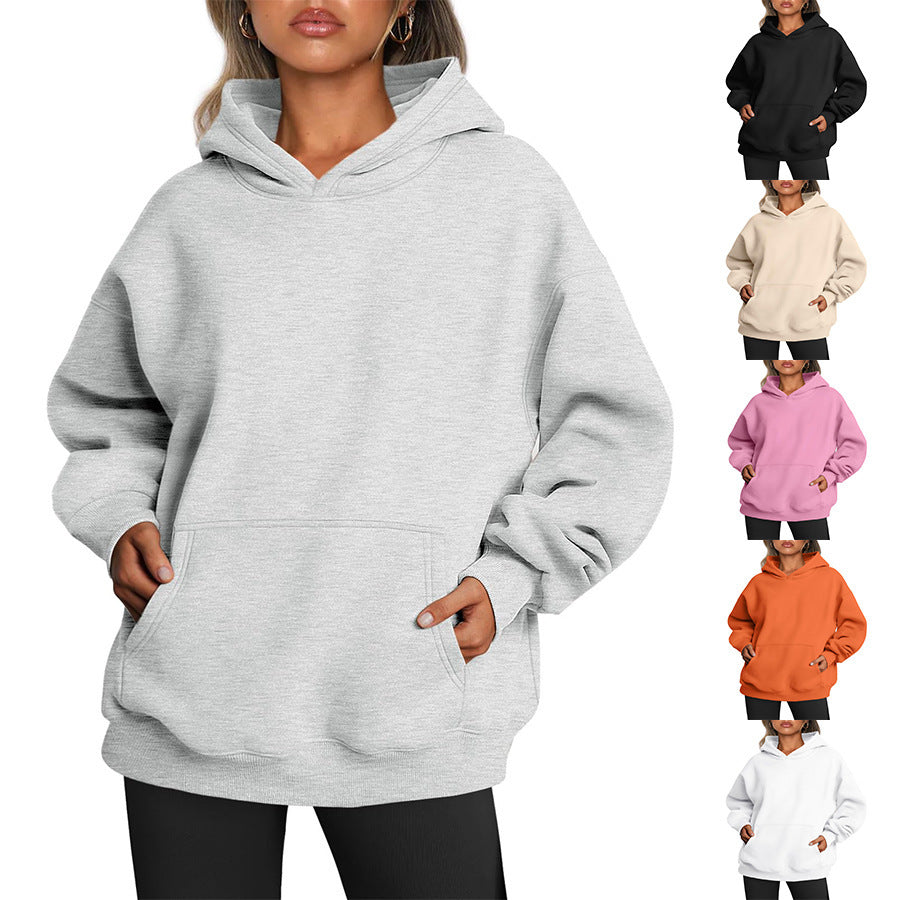 Women's Oversized  Long Sleeve Fleece Loose Pullover Hoodie Sweatshirt With Pocket