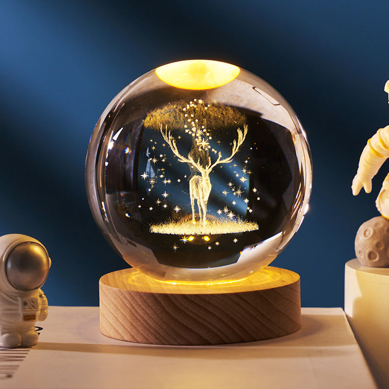 Luminous Starry Sky And Planets Moon Small Crystal Ball Night Lamp