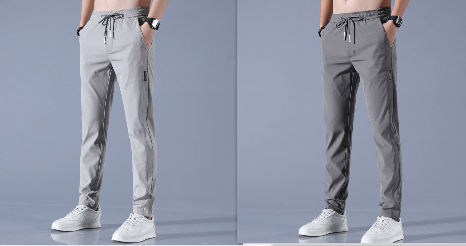 Men's Summer Thin Ice Loose Breathable Silk Pants