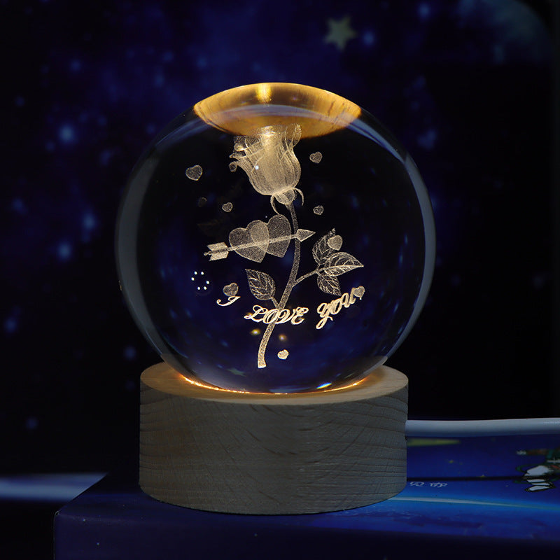 Luminous Starry Sky And Planets Moon Small Crystal Ball Night Lamp