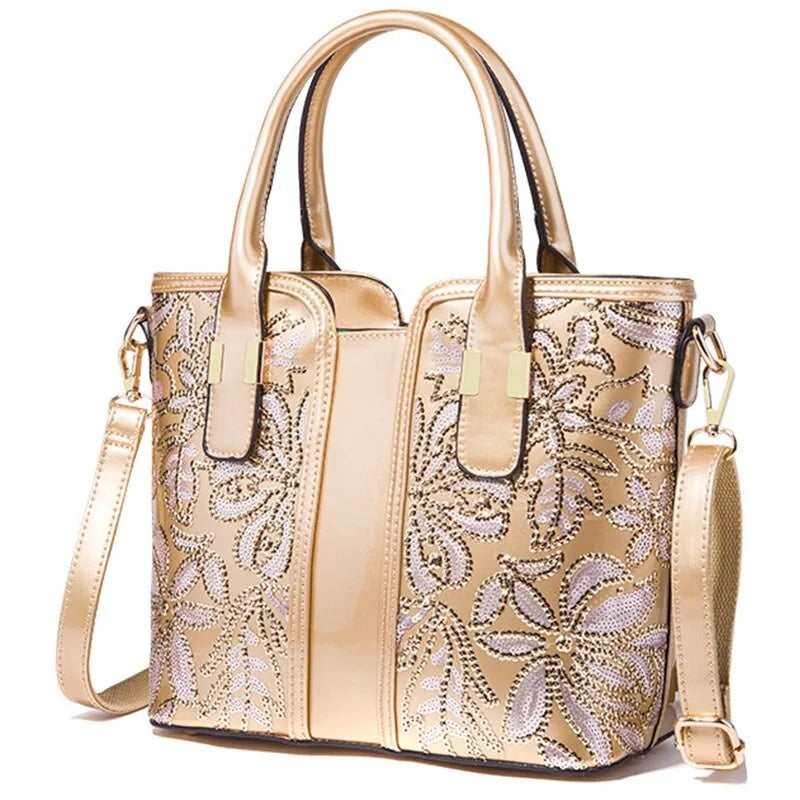 High Quality Women's Luxury Appliques Flower Messenger Bag