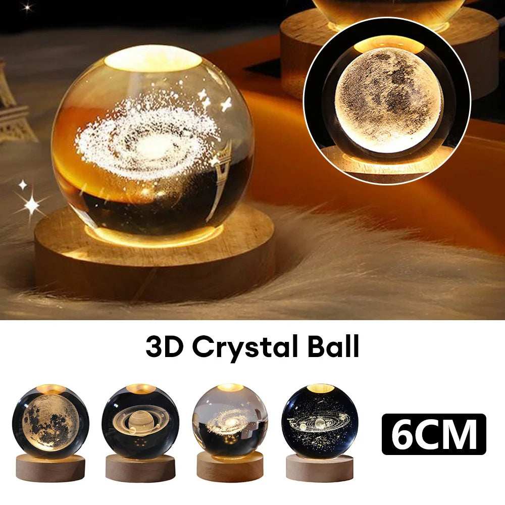 Luminous Starry Sky And Planets Moon Small Crystal Ball Night Lamp