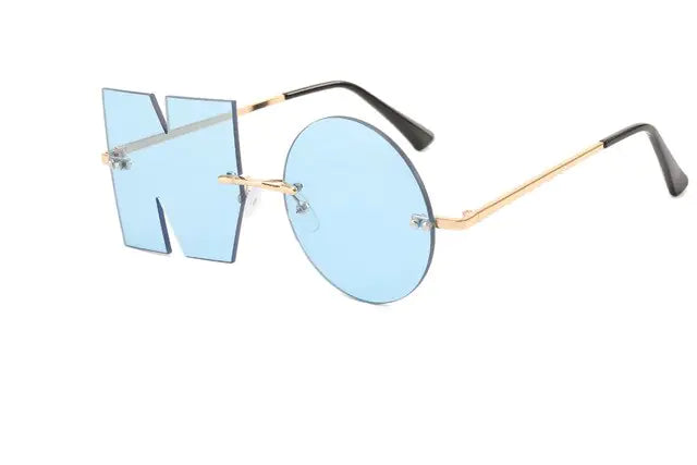 Rimless NO Letter Sunglasses