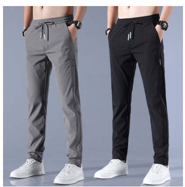 Men's Summer Thin Ice Loose Breathable Silk Pants