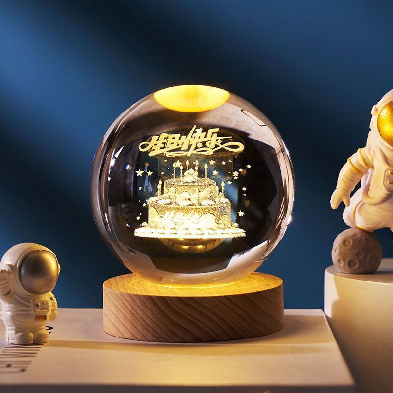 Luminous Starry Sky And Planets Moon Small Crystal Ball Night Lamp