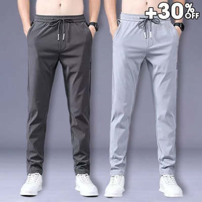 Men's Summer Thin Ice Loose Breathable Silk Pants