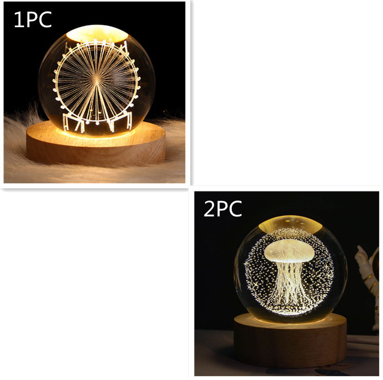 Luminous Starry Sky And Planets Moon Small Crystal Ball Night Lamp