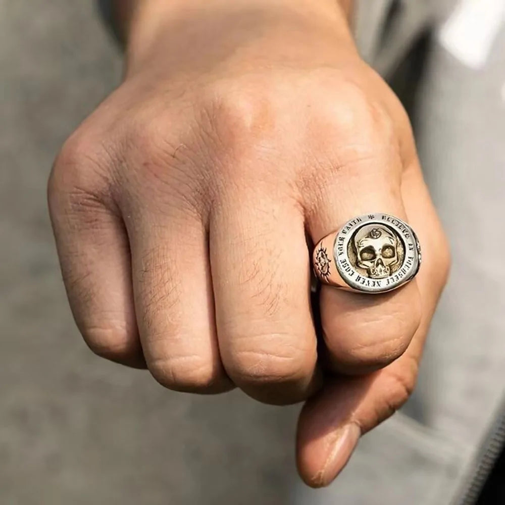 Men Vintage Domineering Hip-hop/Punk Rock Skull Rings