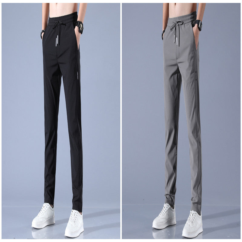 Men's Summer Thin Ice Loose Breathable Silk Pants