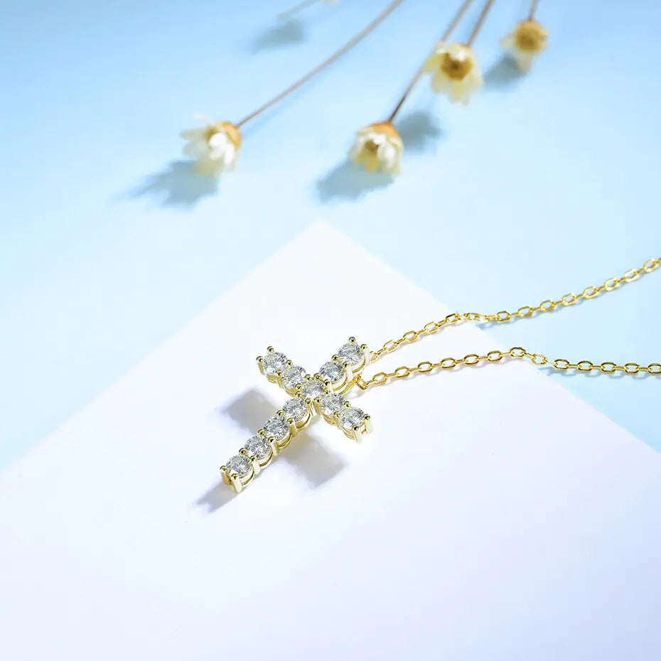 Women Moissanite Cross Pendants