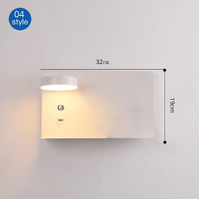 Stylish Black And White Luminaire LED Wall Lights With Switch - USB Interface