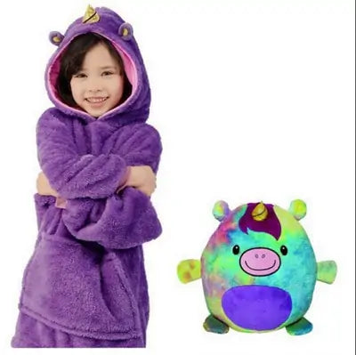 Kids Soft Plush Hoodie Pets Blanket