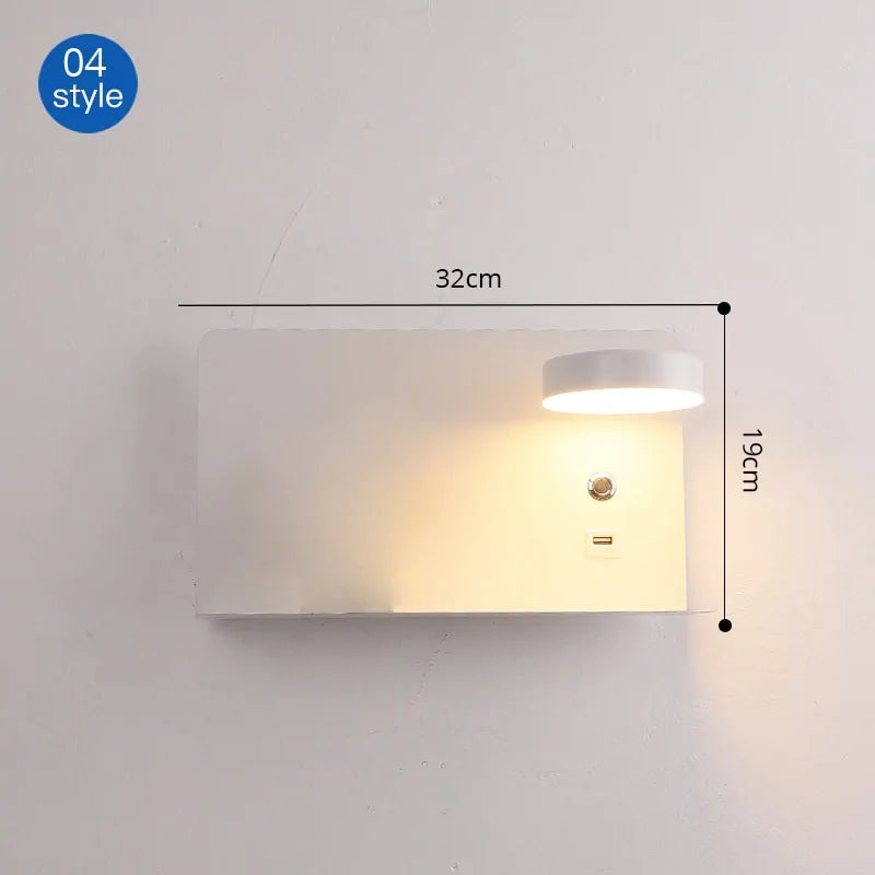 Stylish Black And White Luminaire LED Wall Lights With Switch - USB Interface