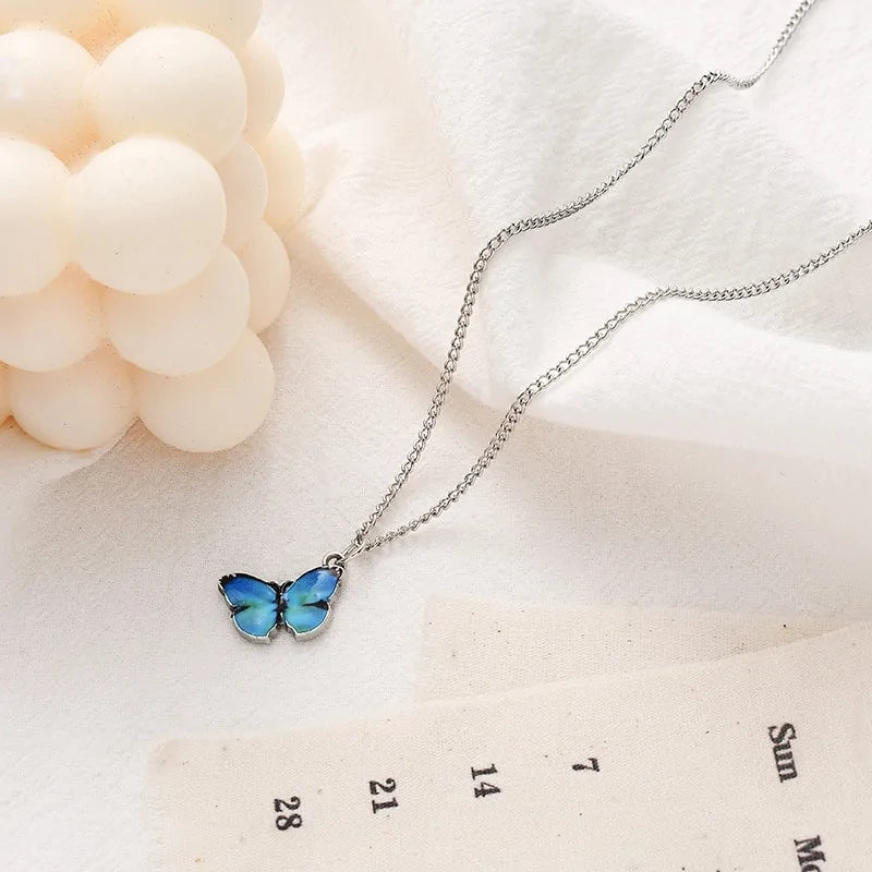 Bohemian Beach Chain Butterfly Pendant Choker Necklace