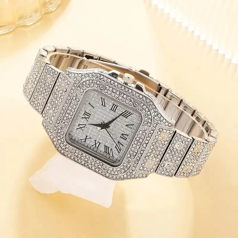 Women 2Pcs Diamond Watches Set