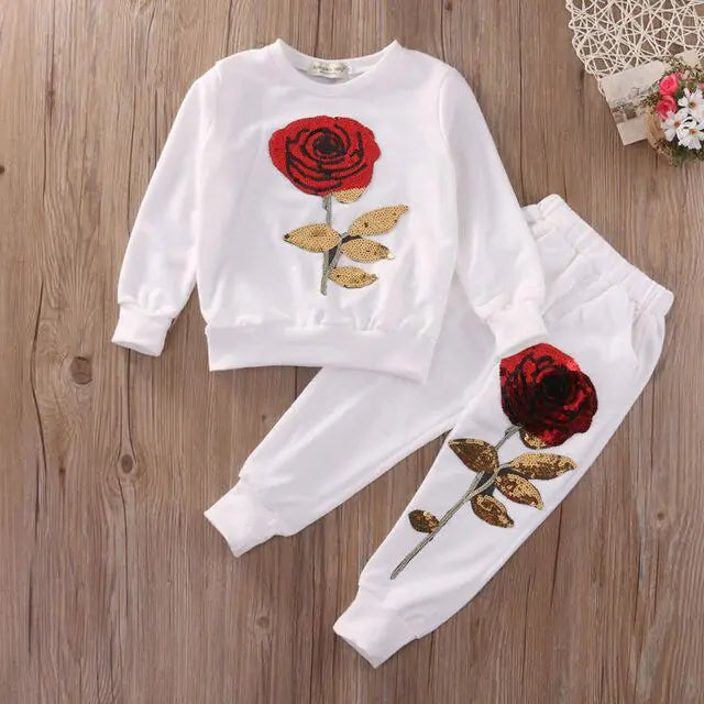 Girls Fashion Rose Flower Outfits