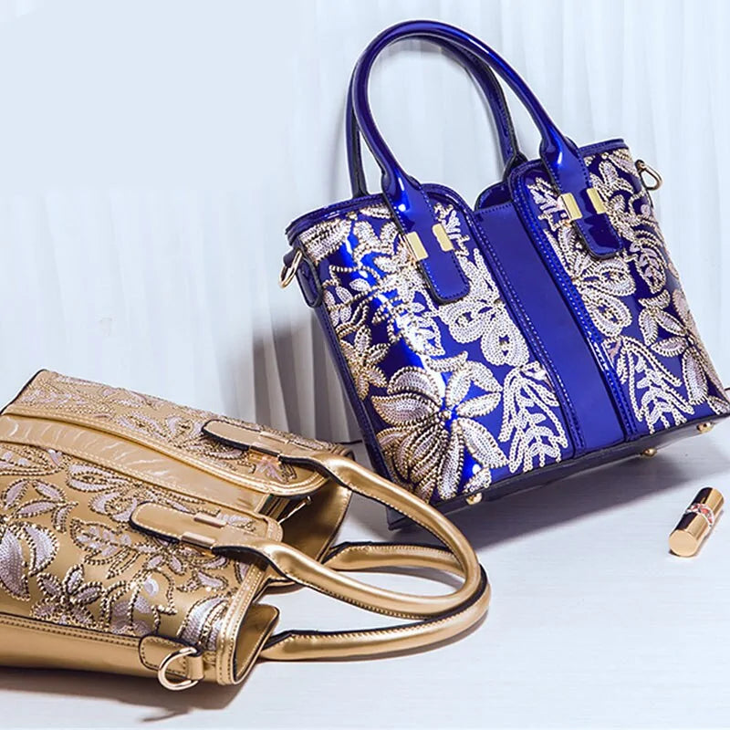 High Quality Women's Luxury Appliques Flower Messenger Bag