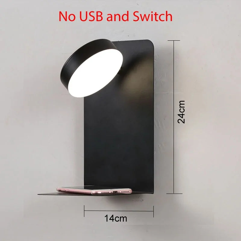 Stylish Black And White Luminaire LED Wall Lights With Switch - USB Interface