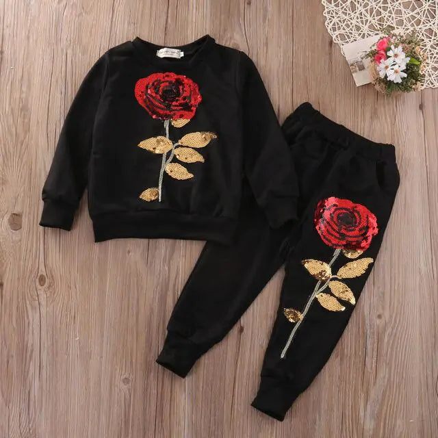 Girls Fashion Rose Flower Outfits