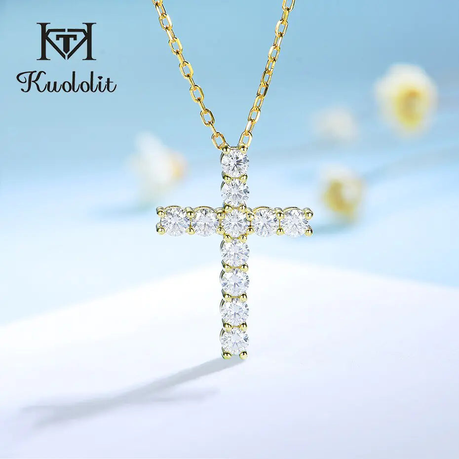 Women Moissanite Cross Pendants