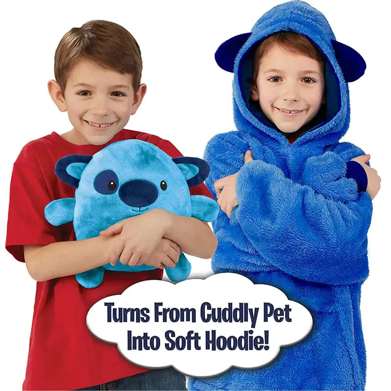 Kids Soft Plush Hoodie Pets Blanket