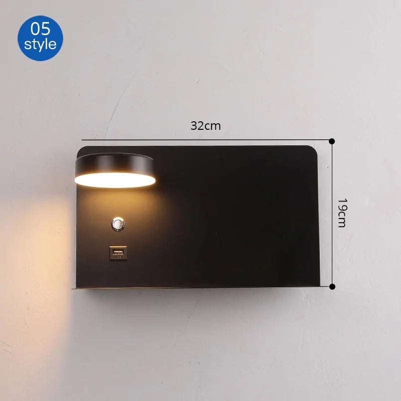 Stylish Black And White Luminaire LED Wall Lights With Switch - USB Interface