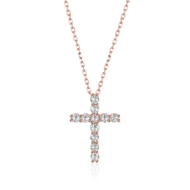 Women Moissanite Cross Pendants