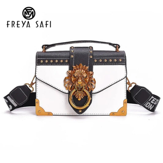 Metal Lion Head Mini Small Square Pack Shoulder Bag