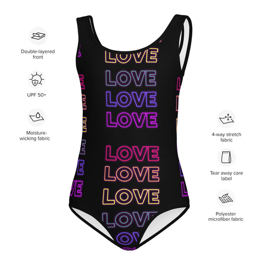 Kids Neon Love Swimsuit