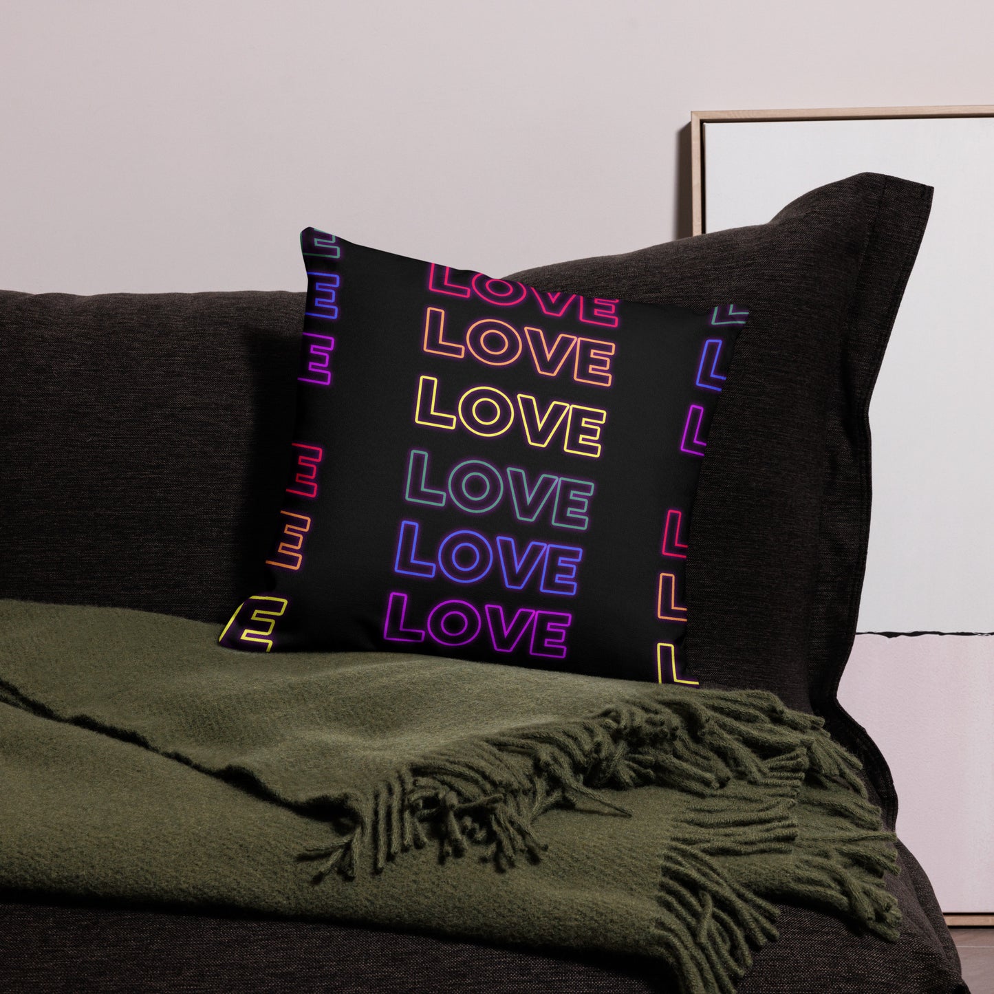 Neon Love  Premium Pillow