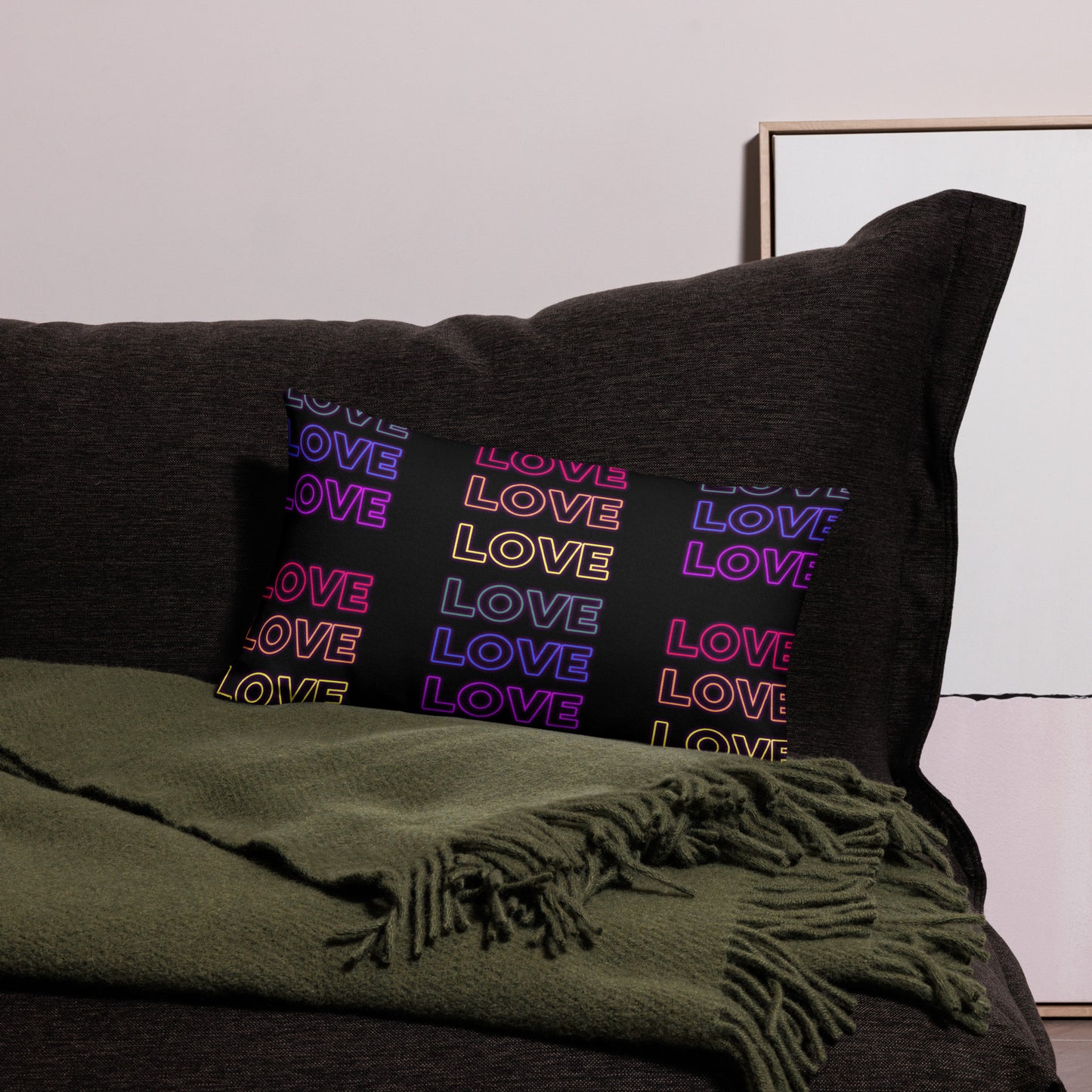 Neon Love  Premium Pillow