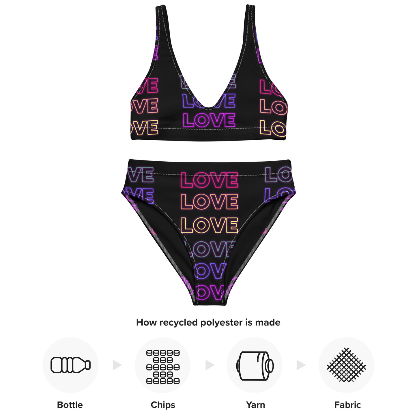 Neon Love  Recycled High-Waisted Bikini