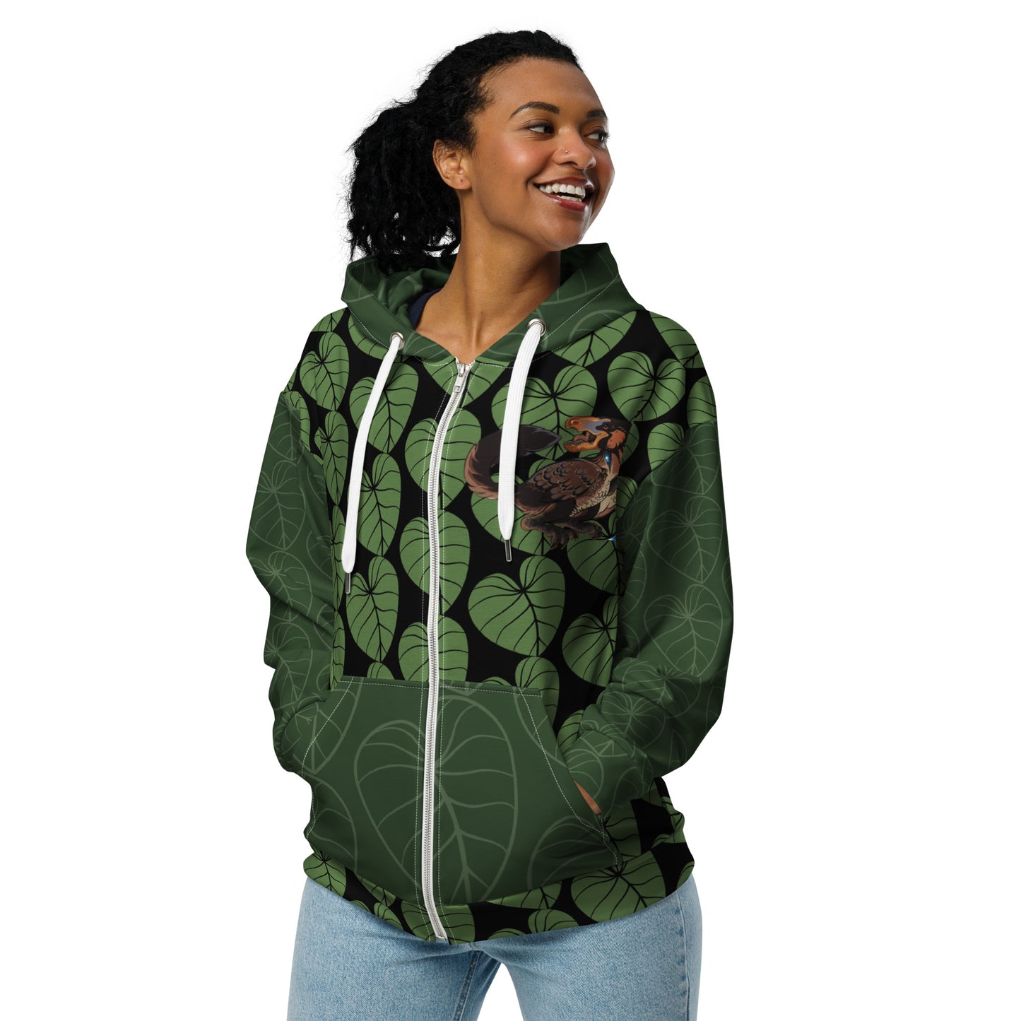 Unisex Dark Dino-rrific Raptor Zip Hoodie