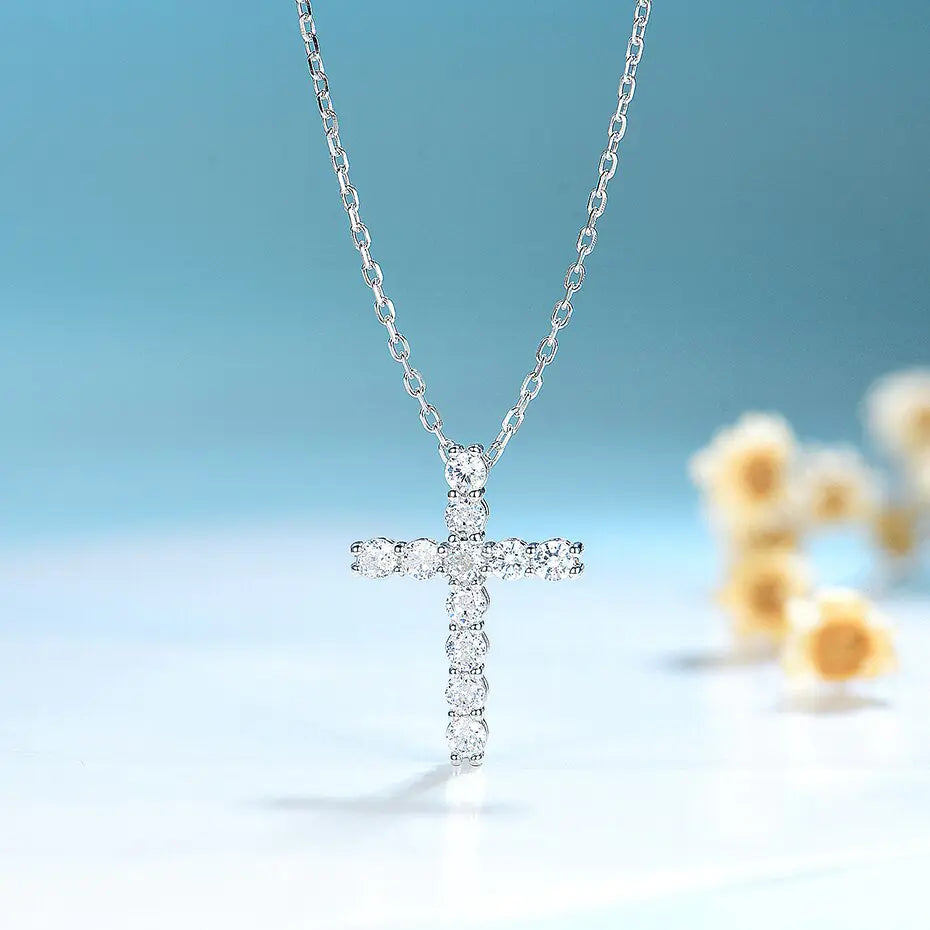 Women Moissanite Cross Pendants