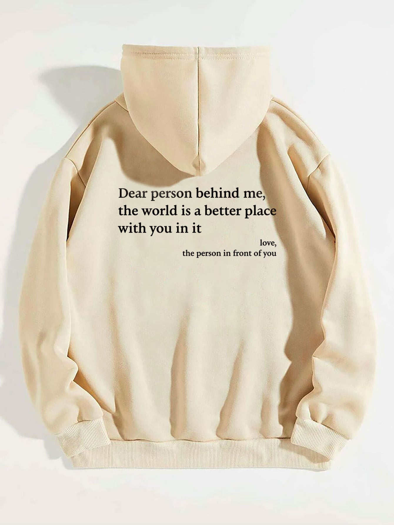Unisex Plush Letter Printed Kangaroo Pocket Drawstring Hoodie