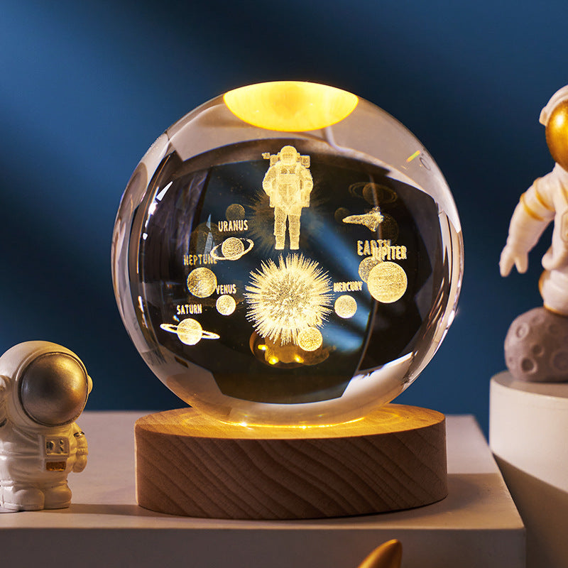 Luminous Starry Sky And Planets Moon Small Crystal Ball Night Lamp