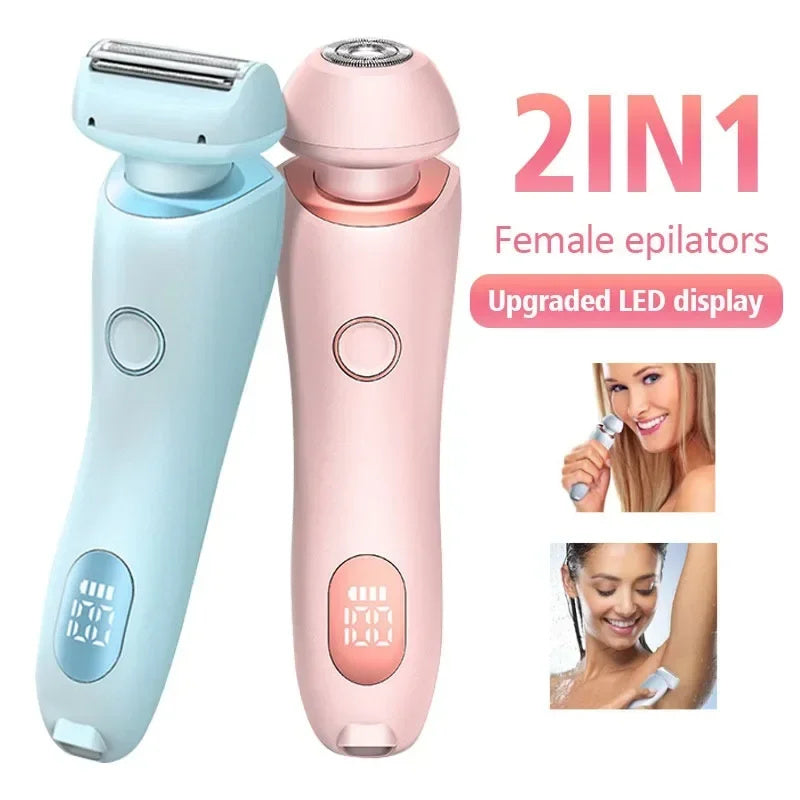 2 In 1 Women Hair Razor Removal Epilator USB Rechargeable Trimmer